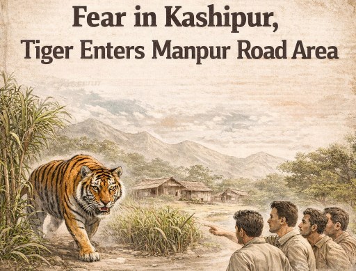 काशीपुर में दहशत का माहौल, मानपुर रोड पर बाघ की दस्तक – Tiger Spotted on Manpur Road, Fear in Kashipur