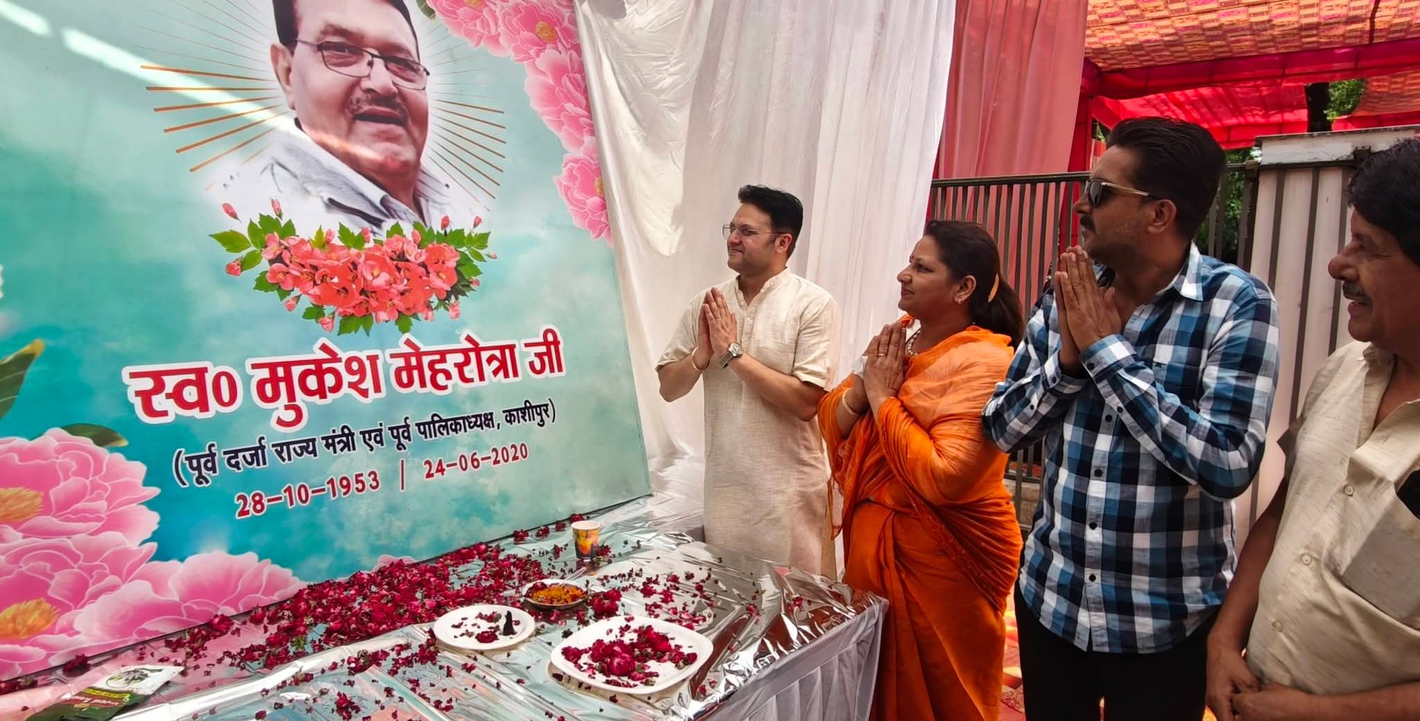 काशीपुर – स्वर्गीय मुकेश मेहरोत्रा की छठी पुण्यतिथि पर श्रद्धा से याद किया गया जनसेवा का प्रतीक व्यक्तित्व